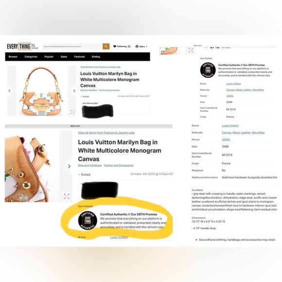 💖AUTHENTIC Louis Vuitton Marilyn Bag White Multicolor Monogram - Picture 16 of 16